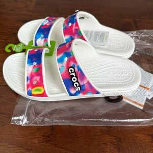 Crocs 2 Strap Slide Sandals Size 8
